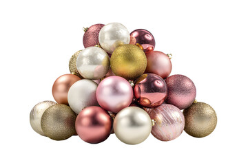 Obraz premium Festive christmas: A pile of elegant christmas ornaments on a transparent background