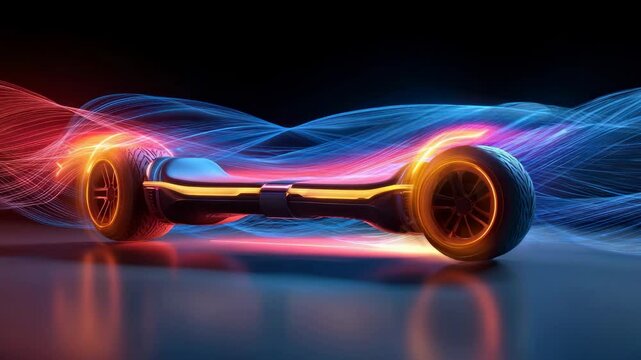 Electric hoverboard neon lights motion