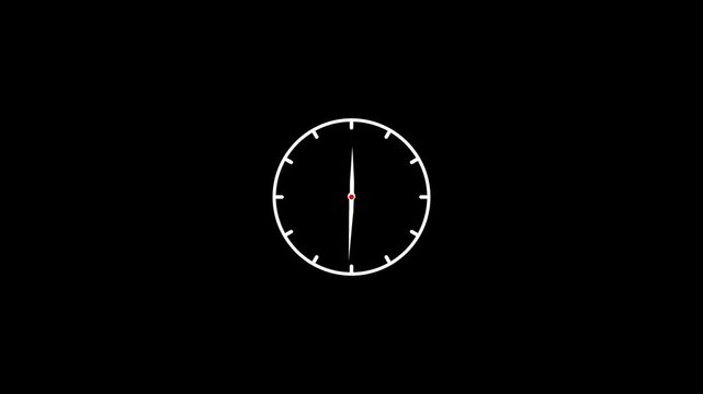 Stopwatch moving clock icon animation with arrows and seamless 24-hour loop spinning fast. wall clock isolated digital clock icon animation with black background. wall clock icon