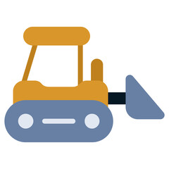 Bulldozer Flat Icon, Mining Icon Concept in Flat design style vector illustration