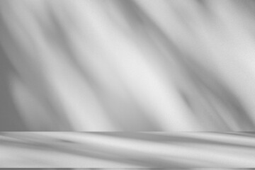 Wall interior background, studio and backdrops show products.with shadow from window color white and grey. background for text insertion and presentation product	