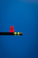 gummy bear on a pencil