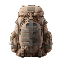 Detailed view of a high-capacity tactical backpack designed for outdoor adventures