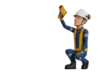 Industrial worker is measuring the temperature with the pyrometer