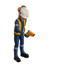 Industrial worker is measuring the temperature with the pyrometer
