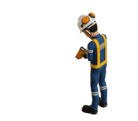 Industrial worker is measuring the temperature with the pyrometer