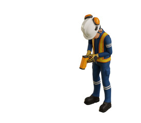 Industrial worker is measuring the temperature with the pyrometer