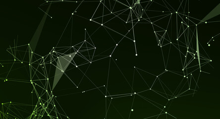 Abstract Plexus Background with Green Lines and Dots for Technology