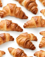 Fresh Croissants on White Background