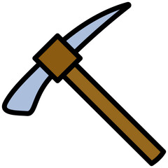 Pickaxe Pole Picks Outline Flat Icon, Mining Icon Concept in Outline Flat design style vector illustration