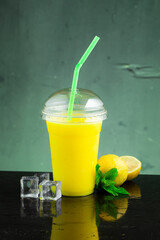 Cold drink with ice, lemon iced , traditional Arabic refreshment.