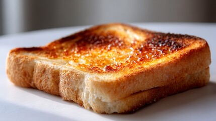 Golden Toast with Crispy Edges on a White Plate