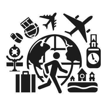 Plane Globe Icon stock vector illustration flat design
