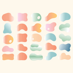 Set of Abstract gradient blobs. Organic fluid shapes collection. Modern gradient design elements. Creative abstract background elements.Colorful Design Elements.