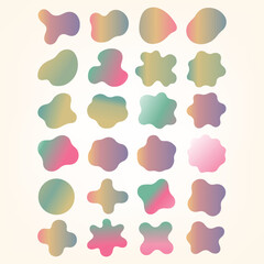 Set of Abstract gradient blobs. Organic fluid shapes collection. Modern gradient design elements. Creative abstract background elements.Colorful Design Elements.