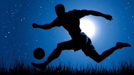 Fototapeta premium this is a silhouetted image of a soccer player in