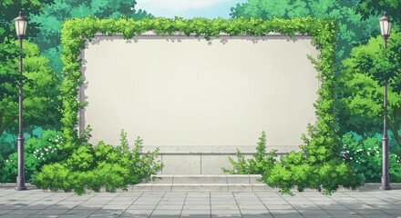 Urban Park Wall Mockup for Text or Image in Anime Style