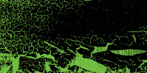 Abstract green and black grunge vector background. Dynamic design with distressed diagonal lines, halftone dots, and splatter textures, creating an energetic and edgy modern effect.Art