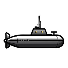 submarine on white background