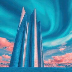 Futuristic skyscrapers under a vibrant aurora borealis