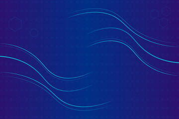 Futuristic Abstract Blue Background with Flowing Lines and Hexagonal Shapes