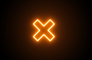 Neon multiply sign thin line icon on black background. multiply, logotype linear icon from sign concept outline sign. Neon Cross Icon.