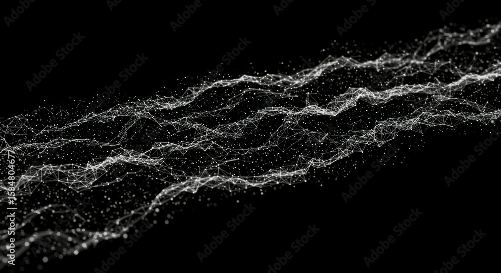 Aufkleber abstract digital particles flowing in a wavy pattern