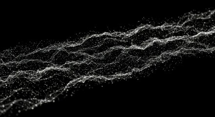 Obraz premium Abstract digital particles flowing in a wavy pattern
