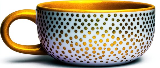 Gold polka dots on a white mug