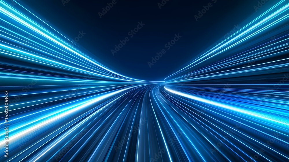 Poster the image contains an abstract representation of light trails, suggesting speed and movement, with v