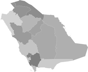 Saudi Arabia vector map with province boundaries (Web Mercator projection, PPT-compatible & fully editable)	