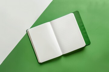 Flawless Image of a Green and White Notebook with a Green and White Paper on it