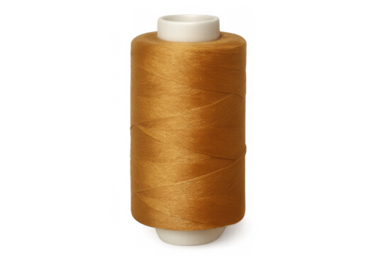 Orange thread spool isolated on transparent background, perfect for projects related to sewing, tailoring, and needlework