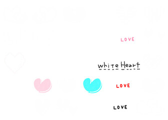 真っ白いハートのイラストセット
