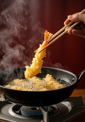 Homemade Shrimp Tempura in a Cozy Kitchen