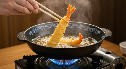 Homemade Shrimp Tempura in a Cozy Kitchen