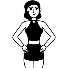 Fototapeta premium female-croquis-with-both-hands-behind-back-in-full