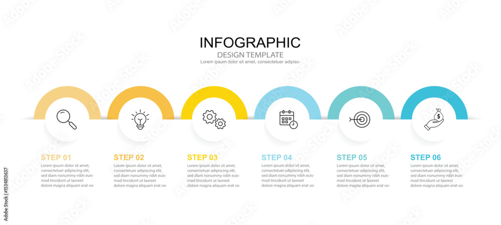 Poster infographic 6 options design elements for your business data. vector illustration