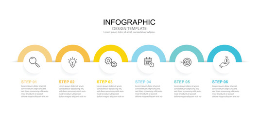  Infographic 6 options design elements for your business data. Vector Illustration