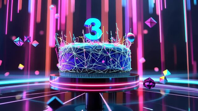 Neon 3rd Birthday Cake Display