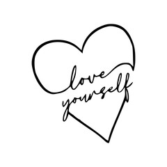 love yourself heart calligraphy