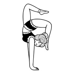 female gymnast in flexible yoga pose illustration