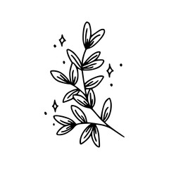 mystical foliage with stars line art