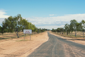 Sign warning of limited fuel in outback Northern Territory
