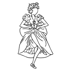 dapper lady in vintage attire outline