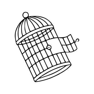 empty bird cage with open door vector