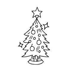 Fototapeta premium festive holiday pine tree with ornaments