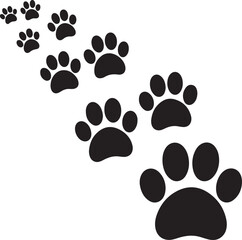 Animal Paw Print Trail on Transparent Background