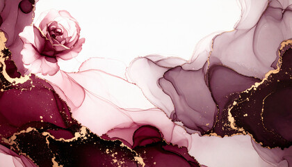 Elegant Burgundy and Rose Ink Flow