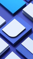 Geometric arrangement of blank papers in vibrant colors.